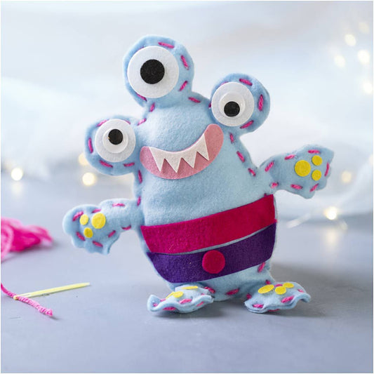 All - in - One Beginner Sewing Kit for Kids - Make a Pre - Cut Felt Monster with Googly Eyes & Details - Home - Crafts