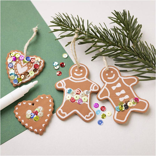 All - in - One Christmas Cookie Decorating Kit for Kids - Create Silk Clay Ornaments with Sequins & Markers - Home - Crafts
