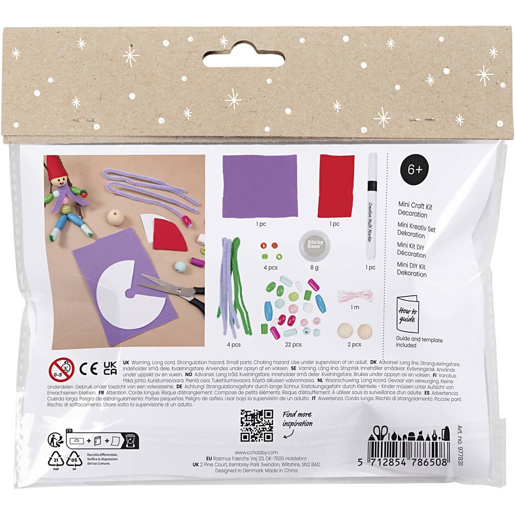 All - in - One Christmas Elf Craft Kit for Kids - Create 2 Hanging Elves with Wooden Beads & Felt Hats - Home - Crafts