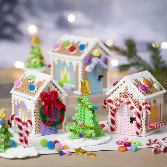 All - in - One Christmas Village Craft Kit for Kids - Build a Fuse Bead Holiday Village with Silky Clay & EVA Foam - Home - Crafts