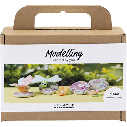 All - in - One Decorative Stone Craft Kit for Kids - Shape & Decorate with Stone Clay & Rub - On Stickers - Home - Crafts