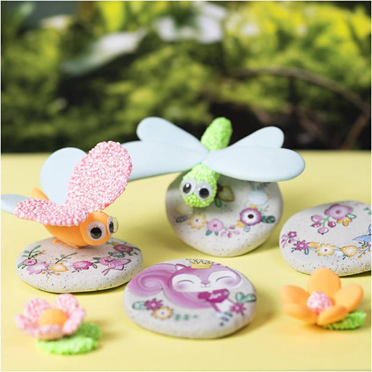All - in - One Decorative Stone Craft Kit for Kids - Shape & Decorate with Stone Clay & Rub - On Stickers - Home - Crafts