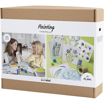 All - in - One Group Painting Kit for 6 - 12 Kids - 5 Creative Techniques with Balloons, Tapes & Scrapers - Home - Crafts