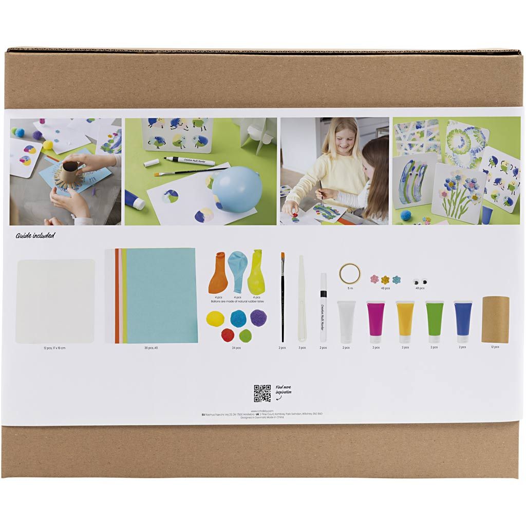 All - in - One Group Painting Kit for 6 - 12 Kids - 5 Creative Techniques with Balloons, Tapes & Scrapers - Home - Crafts