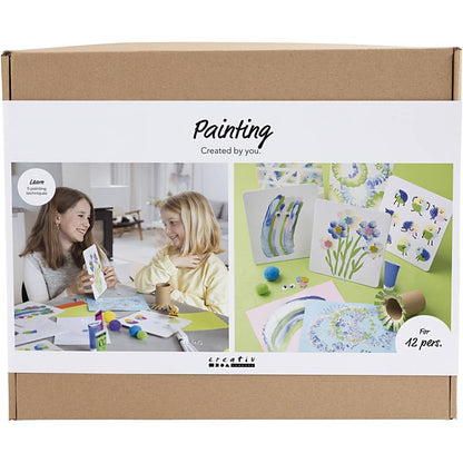 All - in - One Group Painting Kit for 6 - 12 Kids - 5 Creative Techniques with Balloons, Tapes & Scrapers - Home - Crafts