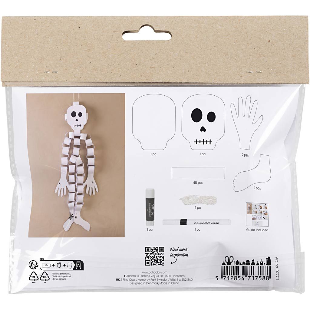 All - in - One Halloween Craft Kit for Kids - Create a Rattling Paper Skeleton with Markers & Cord - Home - Crafts