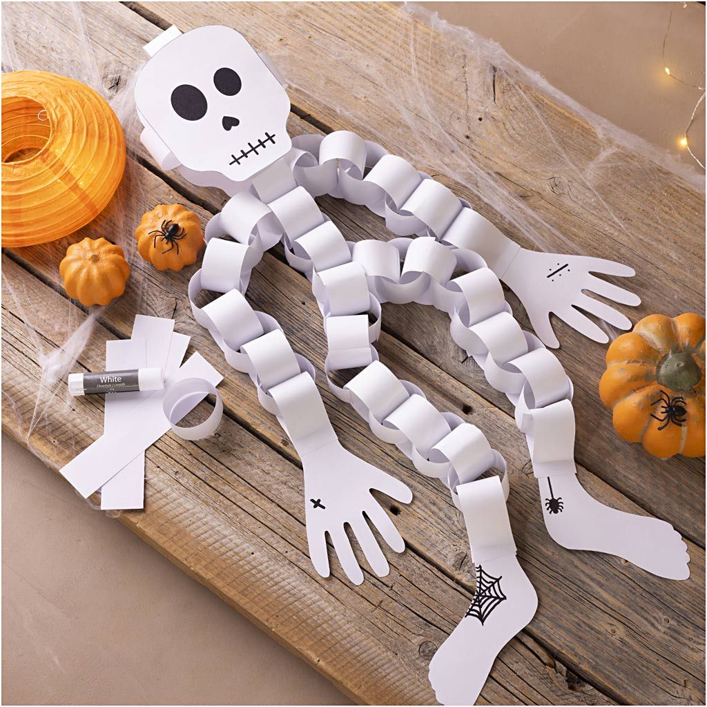 All - in - One Halloween Craft Kit for Kids - Create a Rattling Paper Skeleton with Markers & Cord - Home - Crafts