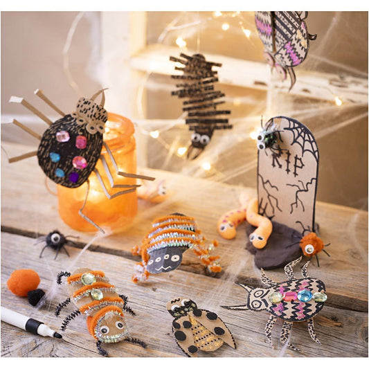 All - in - One Halloween Graveyard Craft Kit for Kids - Build a Spooky Scene with Silk Clay Insects & Tombstones - Home - Crafts