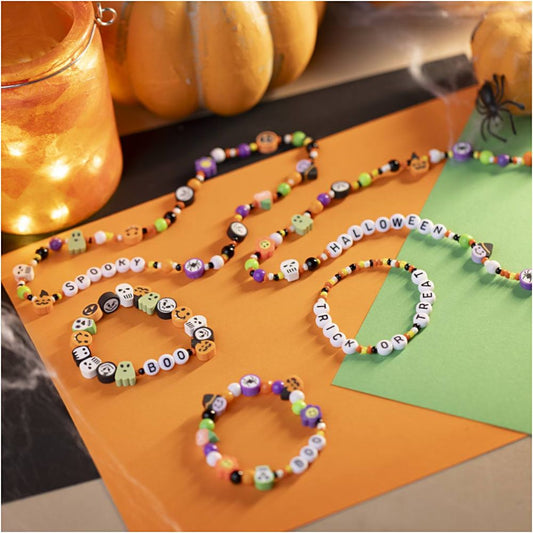 All - in - One Halloween Jewelry Making Kit for Kids - Create 5 Spooky Necklaces & Bracelets with Letter Beads - Home - Crafts