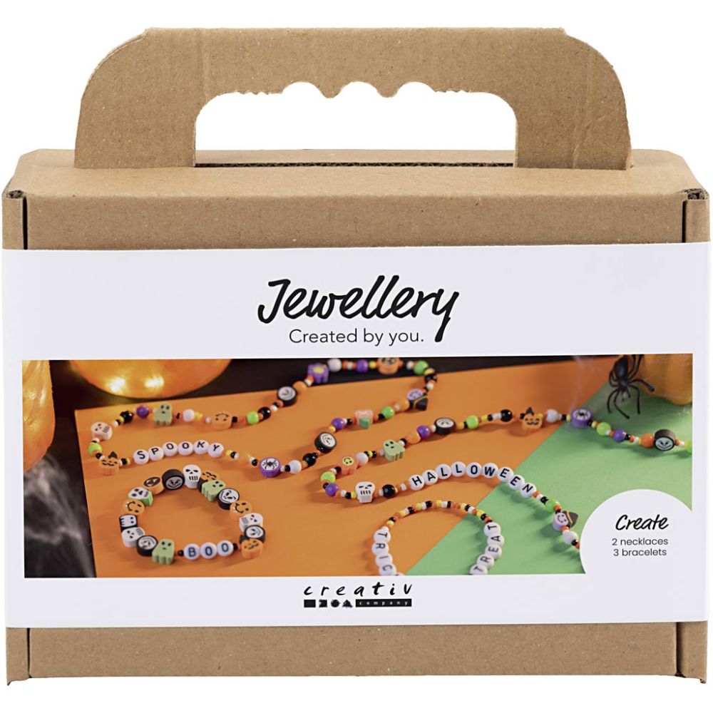 All - in - One Halloween Jewelry Making Kit for Kids - Create 5 Spooky Necklaces & Bracelets with Letter Beads - Home - Crafts
