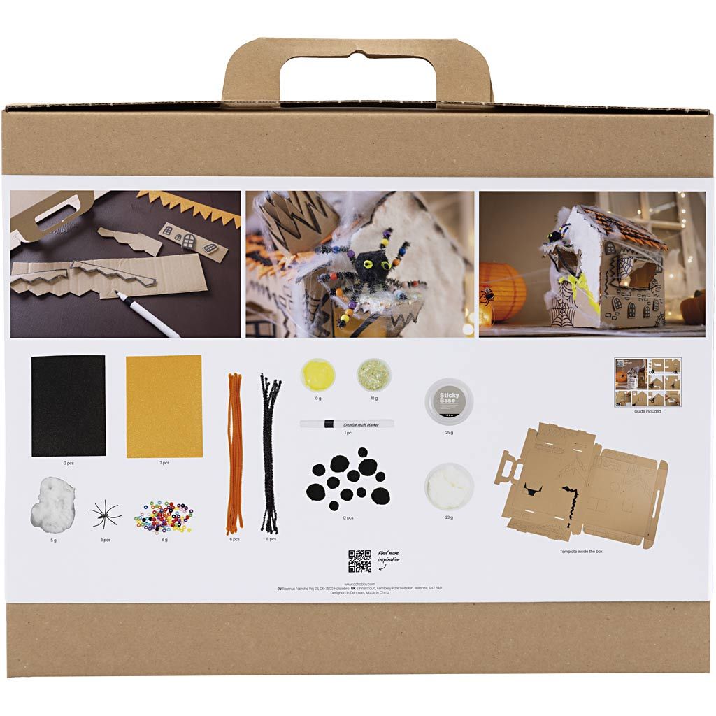 All - in - One Haunted House Craft Kit for Kids - Build a Spooky Halloween House with Spider Web & Glitter Clay - Home - Crafts