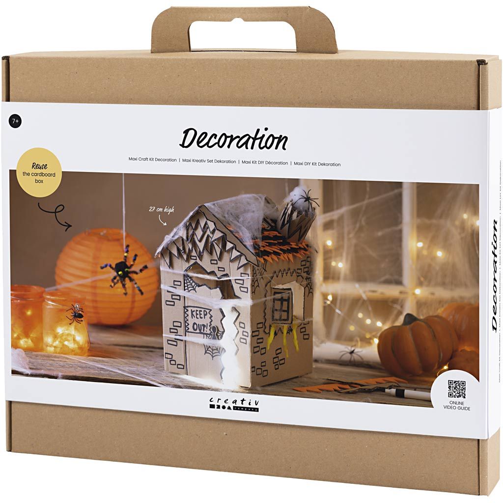 All - in - One Haunted House Craft Kit for Kids - Build a Spooky Halloween House with Spider Web & Glitter Clay - Home - Crafts