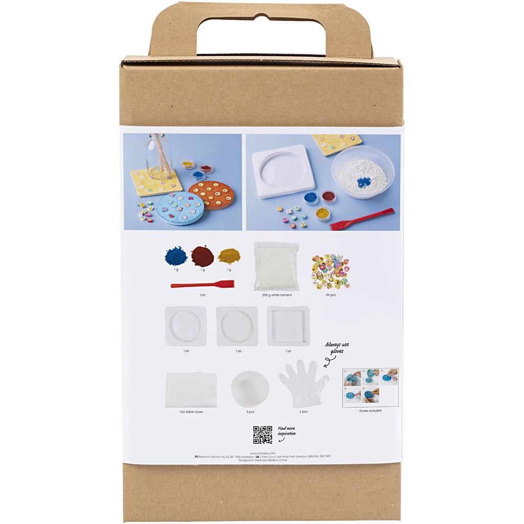 All - in - One Kids Cement Craft Kit - Make 3 Colorful Cement Holders with Figure Beads & Molds - Home - Crafts