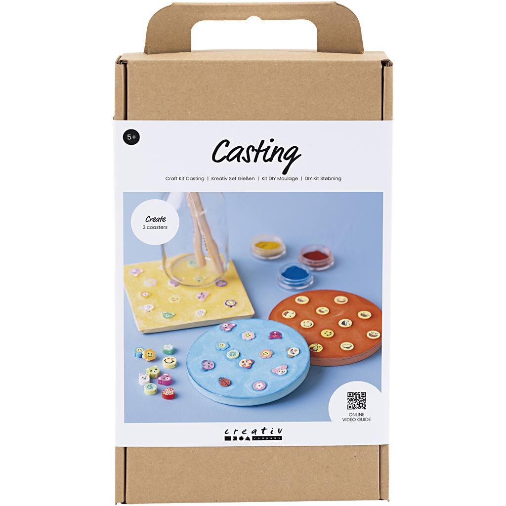 All - in - One Kids Cement Craft Kit - Make 3 Colorful Cement Holders with Figure Beads & Molds - Home - Crafts