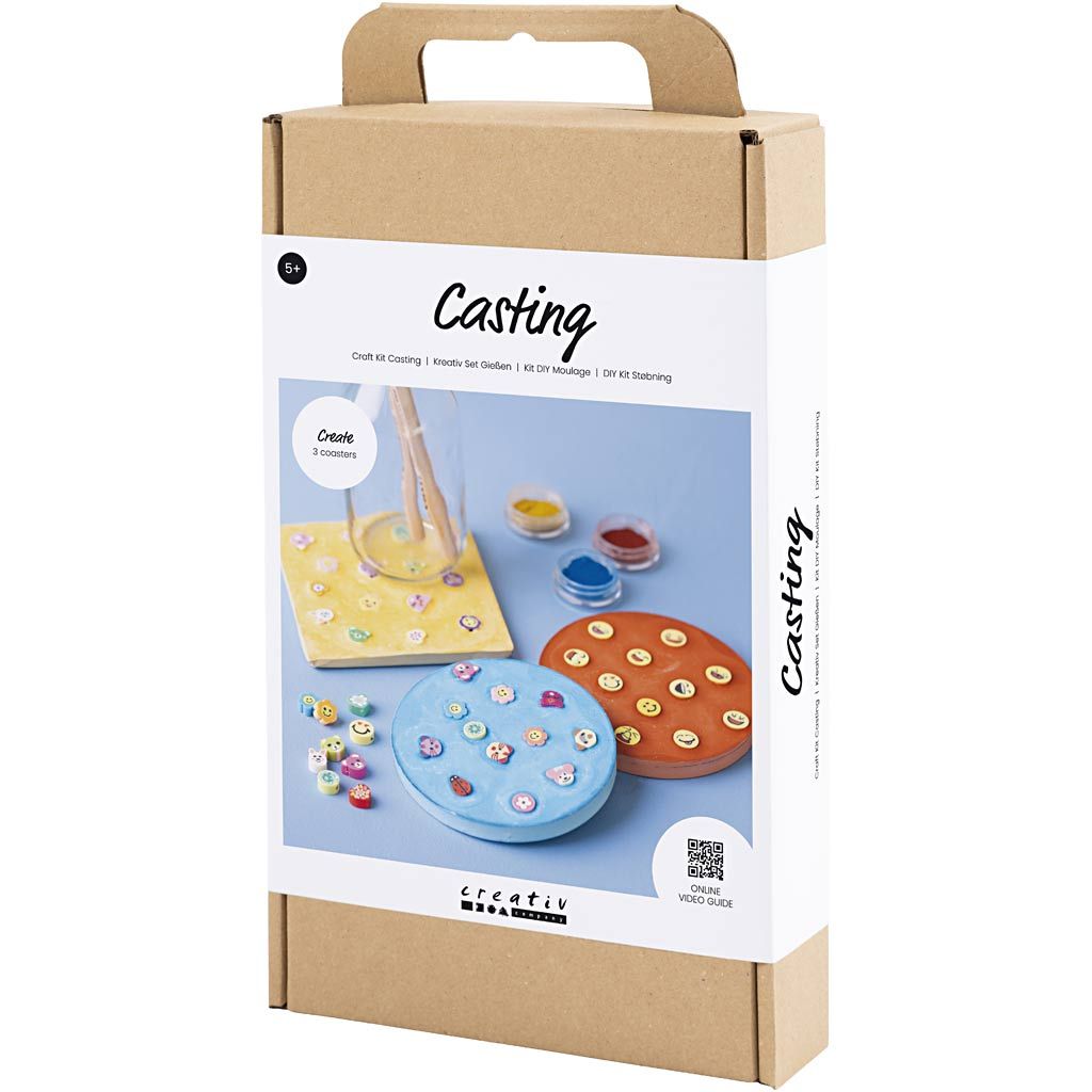 All - in - One Kids Cement Craft Kit - Make 3 Colorful Cement Holders with Figure Beads & Molds - Home - Crafts