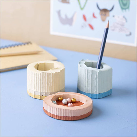 All - in - One Kids Cement Craft Kit - Make Colorful Desktop Organizers with Cement Dye - Home - Crafts