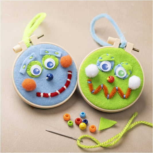 All - in - One Kids Embroidery Kit - Make Colorful Face Decorations with Felt and Yarn - Home - Crafts