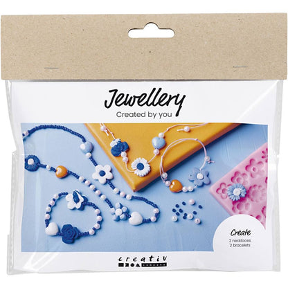 All - in - One Kids Jewellery Kit - Make Your Own Flower Bracelets & Necklaces with Oven - Bake Clay - Home - Crafts