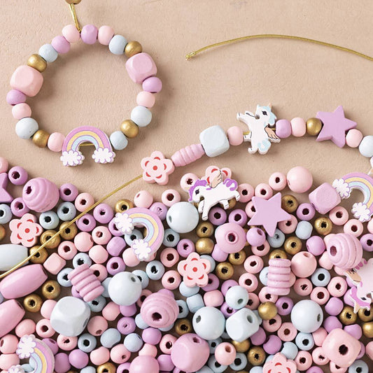 All - in - One Kids Jewelry Making Kit - Create DIY Bracelets, Necklaces & Ankle Chains with Wooden Beads - Home - Crafts
