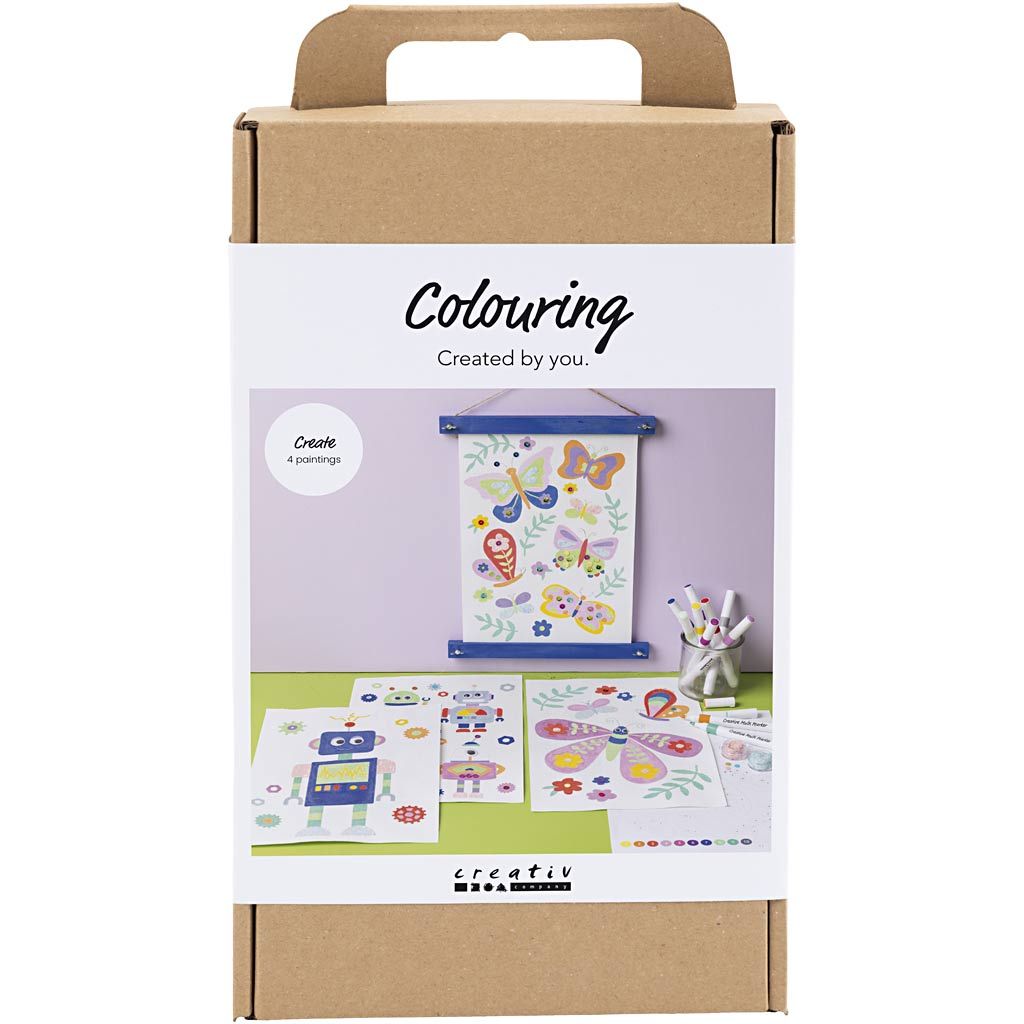 All - in - One Number Art Kit for Kids - Create 4 DIY Canvas Artworks with Markers & Glitter Clay - Home - Crafts