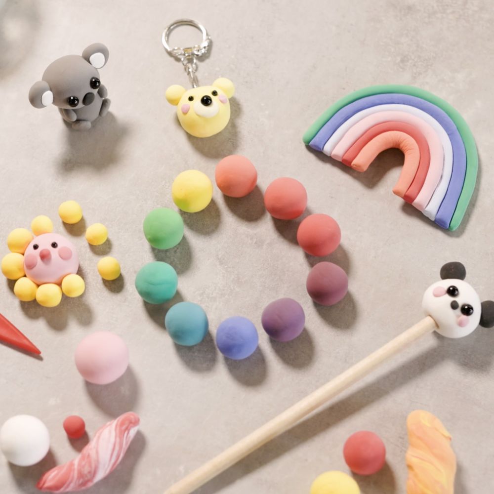 All - in - One Silk Clay Modeling Starter Kit - Learn Basic Techniques with Key Rings & Pencil Toppers - Home - Crafts