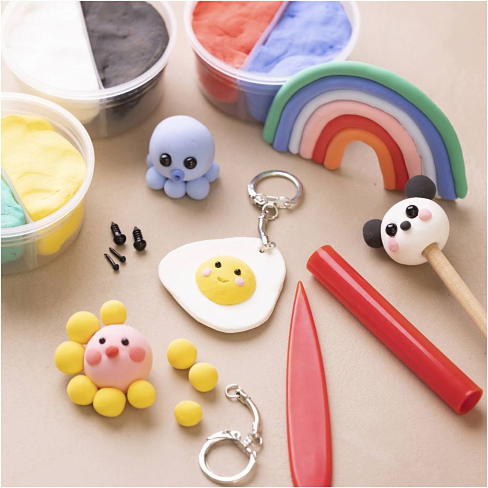 All - in - One Silk Clay Modeling Starter Kit - Learn Basic Techniques with Key Rings & Pencil Toppers - Home - Crafts