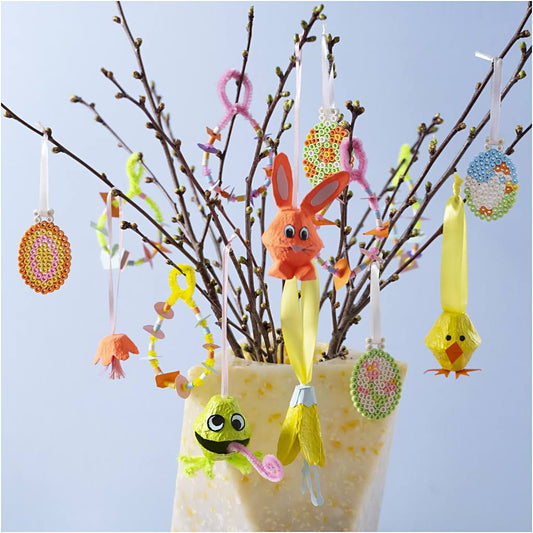 All - in - One Spring Decorations Craft Kit - Create 25 Pastel Easter Eggs & Flowers with Fuse Beads & Pipe Cleaners - Home - Crafts