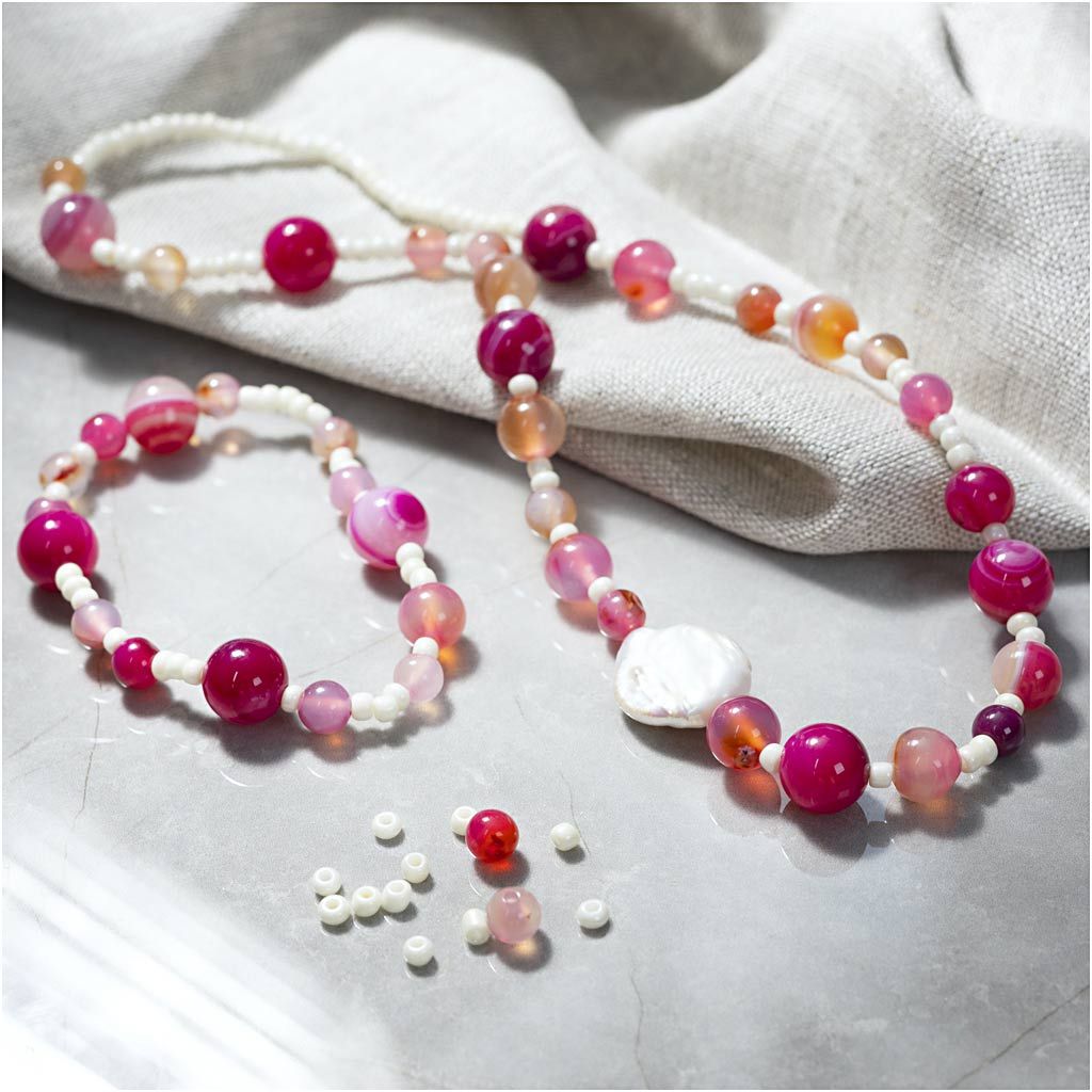 All - in - One Spring Jewelry Making Kit - Create Necklace & Bracelet Set with Agate Beads & Freshwater Pearls - Home - Crafts