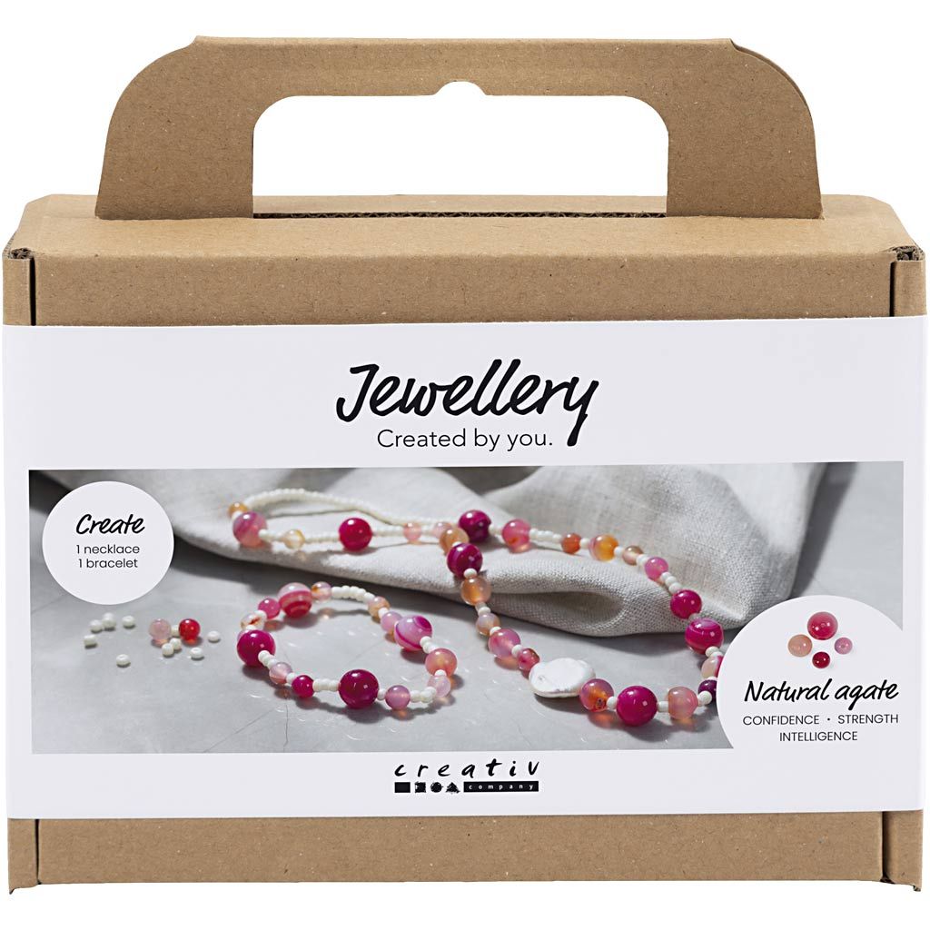 All - in - One Spring Jewelry Making Kit - Create Necklace & Bracelet Set with Agate Beads & Freshwater Pearls - Home - Crafts
