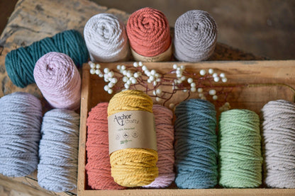 Anchor 5mm 250g 100% Recycled Soft 3-Ply Twisted Eco-Friendly Yarn - Knitting Crocheting Crafts - Various Colours
