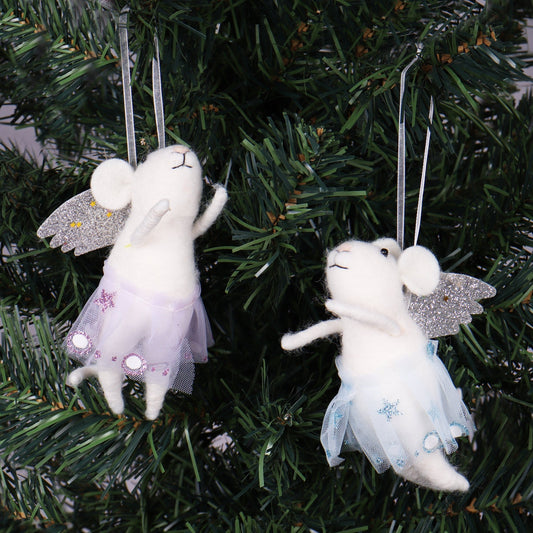 Angel Star Mice Duo Needle Felting Crafting Kit Cute Decorations Toys Beginner Friendly