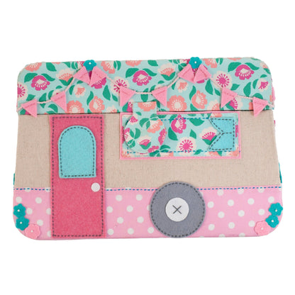 Appliqué Caravan Sewing Box - Embroidered Novelty Storage with Organiser Tray - Home - Crafts