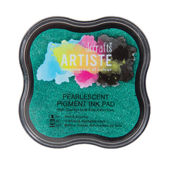 Docrafts Artiste Pigment Pearlescent Mantis Green Ink Pad Stamping Embossing Powders Crafting Non-Toxic Acid-Free