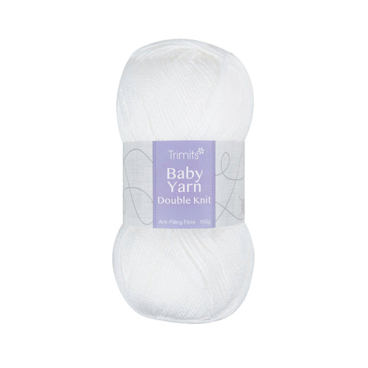 Baby DK Yarn Trimits White for Baby Patterns - 300m Anti - Pilling Acrylic Baby Yarn (OEKO - TEX Certified) - Home - Crafts