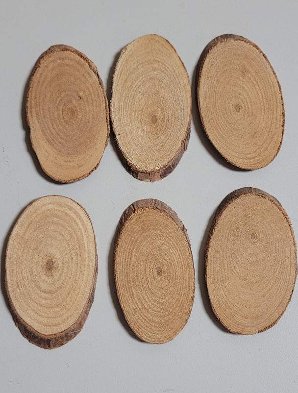 Wooden Bark Tree Slices Assorted Sizes 8cm To Decorate