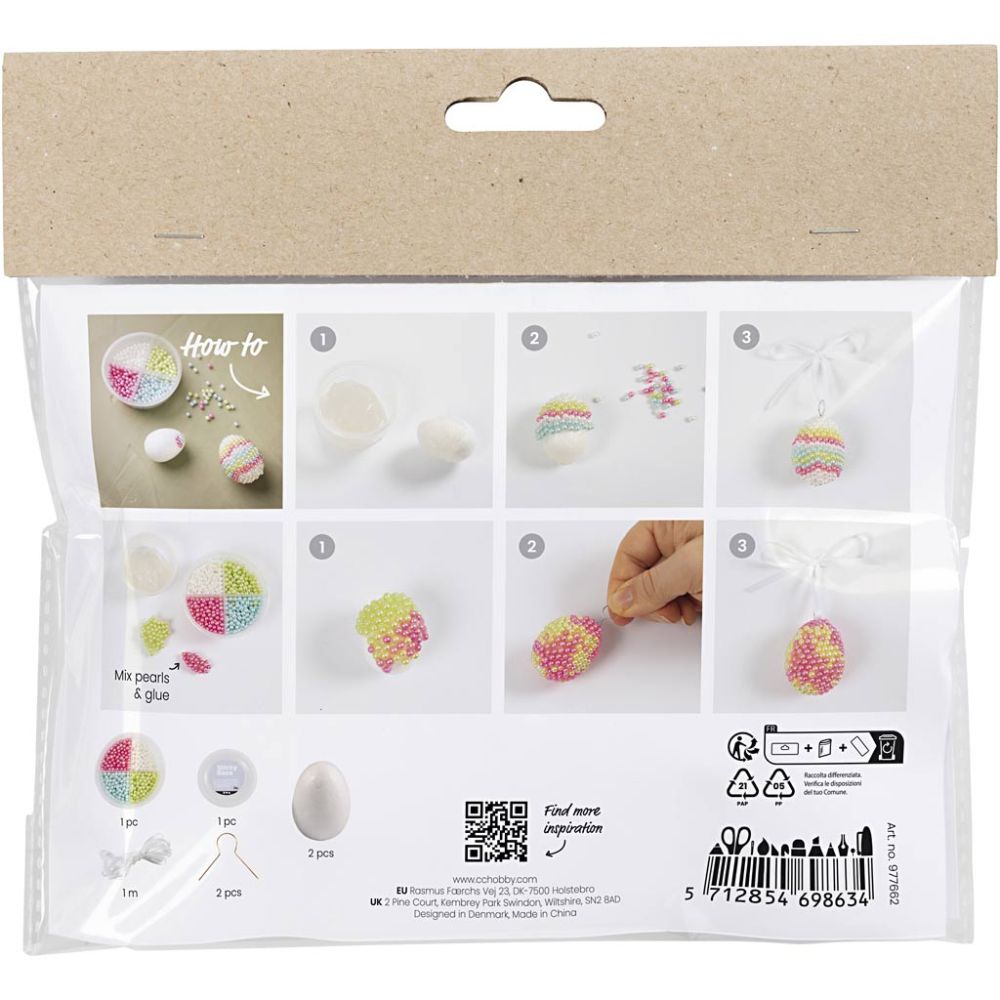 Beaded Easter Egg Craft Kit - Create Pearl Clay® Decorations with Pastel Beads - Home - Crafts