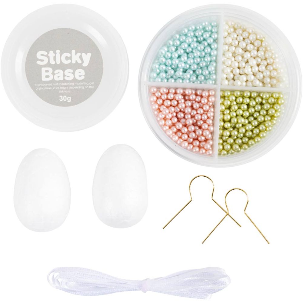 Beaded Easter Egg Craft Kit - Create Pearl Clay® Decorations with Pastel Beads - Home - Crafts