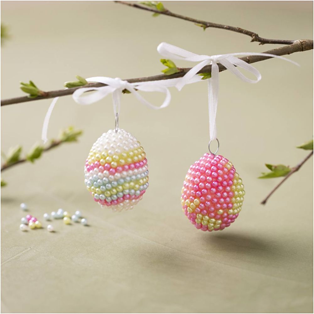 Beaded Easter Egg Craft Kit - Create Pearl Clay® Decorations with Pastel Beads - Home - Crafts
