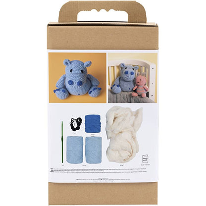 Beginner's Amigurumi Hippo Kit - Eco - Friendly Crochet Craft with Recycled Cotton - Home - Crafts