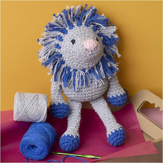 Beginner's Amigurumi Lion Kit - Eco - Friendly Crochet Craft with Recycled Cotton - Home - Crafts