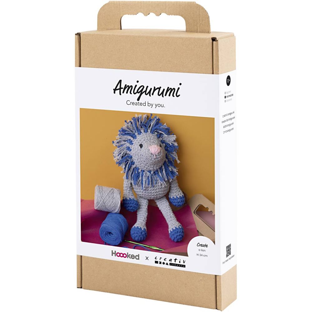 Beginner's Amigurumi Lion Kit - Eco - Friendly Crochet Craft with Recycled Cotton - Home - Crafts