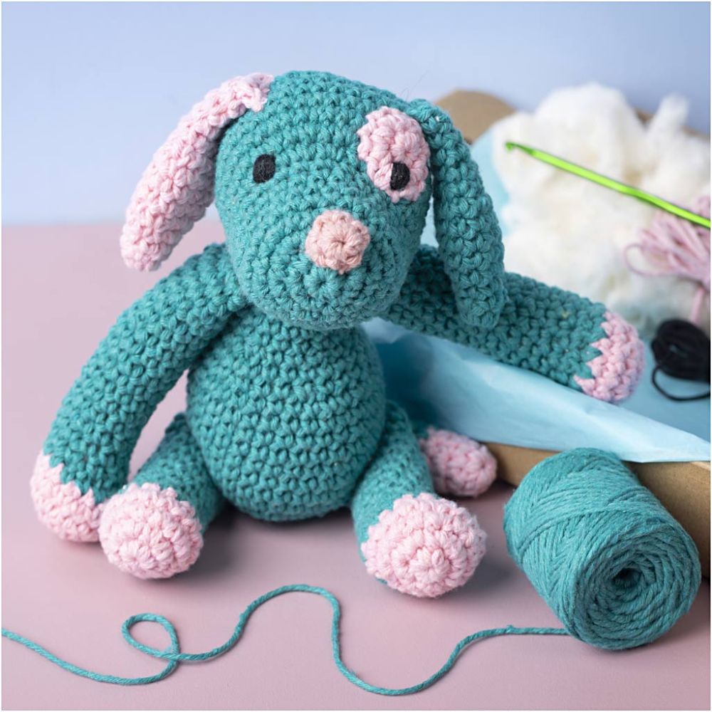 Beginner's Amigurumi Puppy Kit - Eco - Friendly Crochet Craft with Recycled Cotton - Home - Crafts
