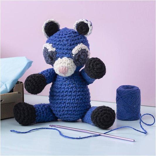 Beginner's Amigurumi Racoon Kit - Eco - Friendly Crochet Craft with Recycled Cotton - Home - Crafts
