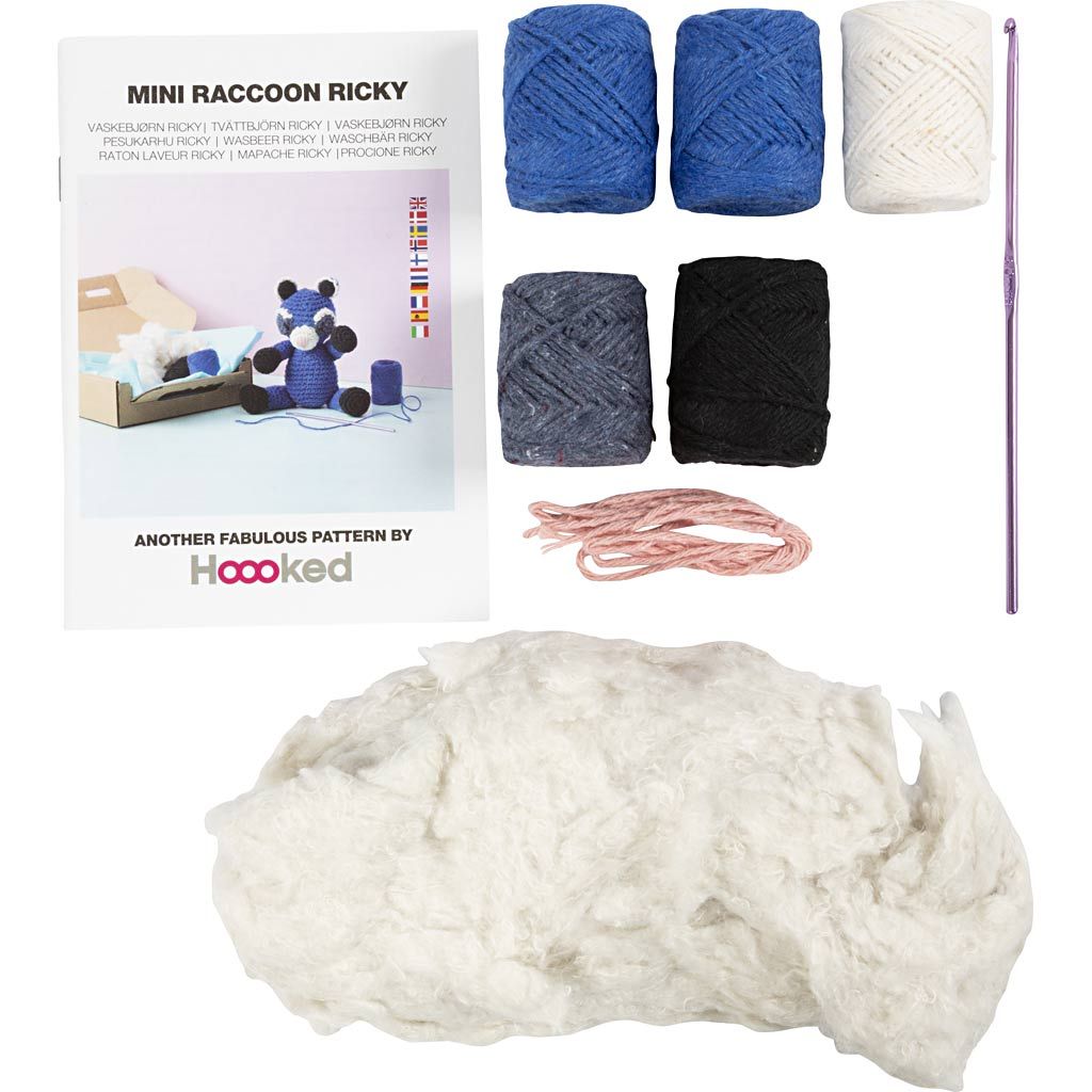 Beginner's Amigurumi Racoon Kit - Eco - Friendly Crochet Craft with Recycled Cotton - Home - Crafts