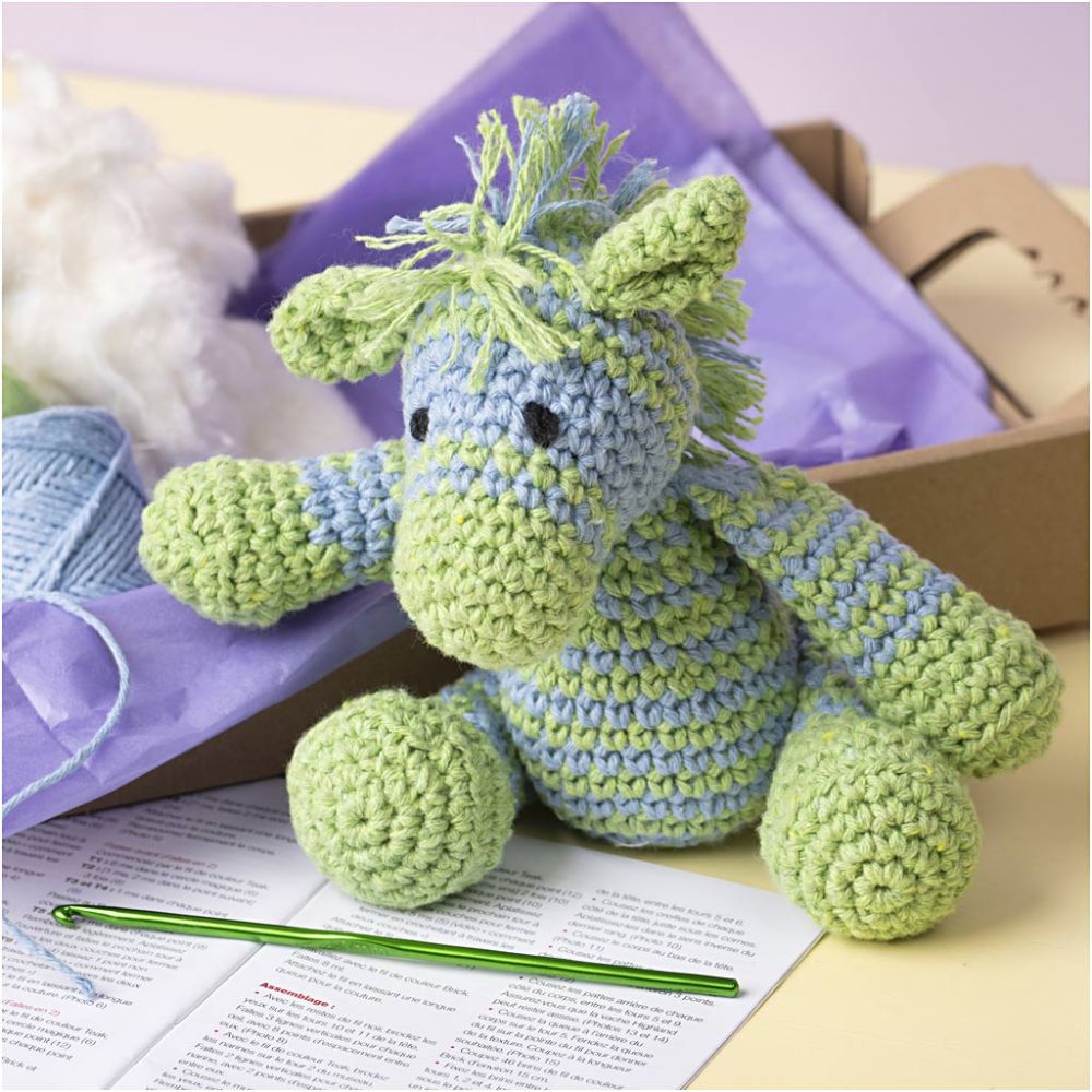 Beginner's Amigurumi Zebra Kit - Eco - Friendly Crochet Craft with Recycled Cotton - Home - Crafts