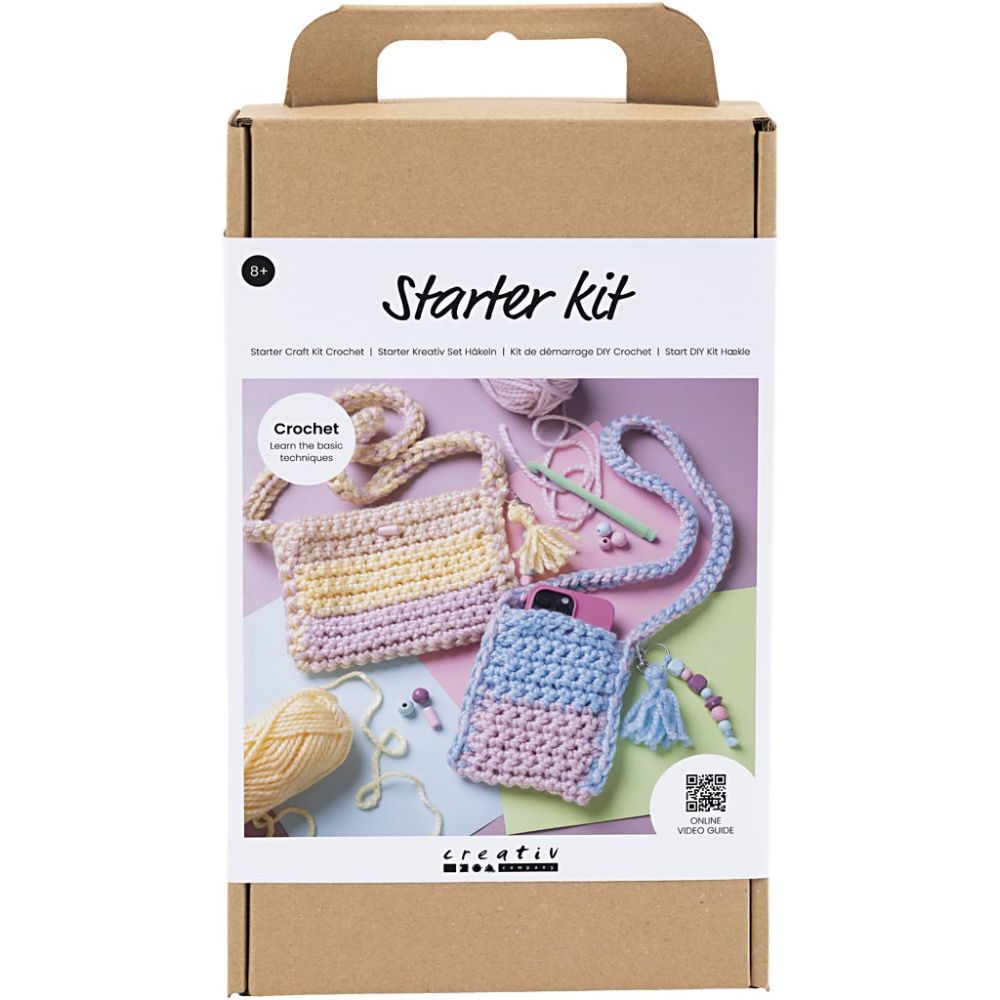 Beginner's Crochet Bag Kit - Learn to Crochet Shoulder Bag & Phone Pouch with Video Guides - Home - Crafts