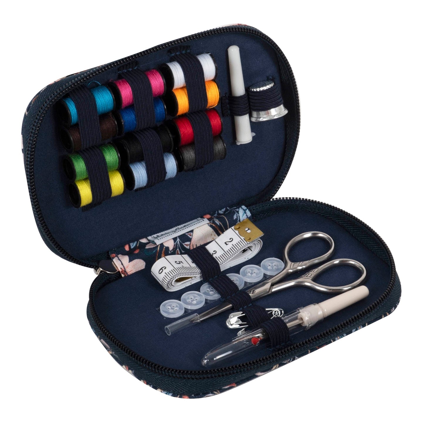 Blossom Birds Zippered Sewing Kit - Cotton Case with 30+ Essential Sewing Supplies - Home - Crafts