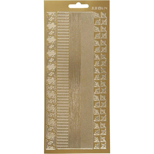 Borders Gold 10 x 23 cm Self-Adhesive Foil Stickers