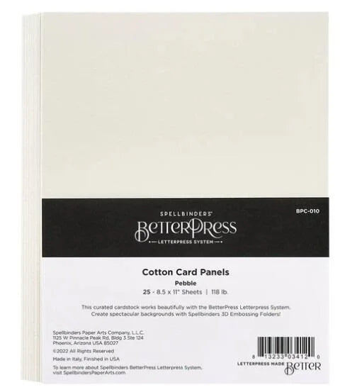 Spellbinders BetterPress Cotton Card Panels 8-1/2 x 11" Sheets Pebble