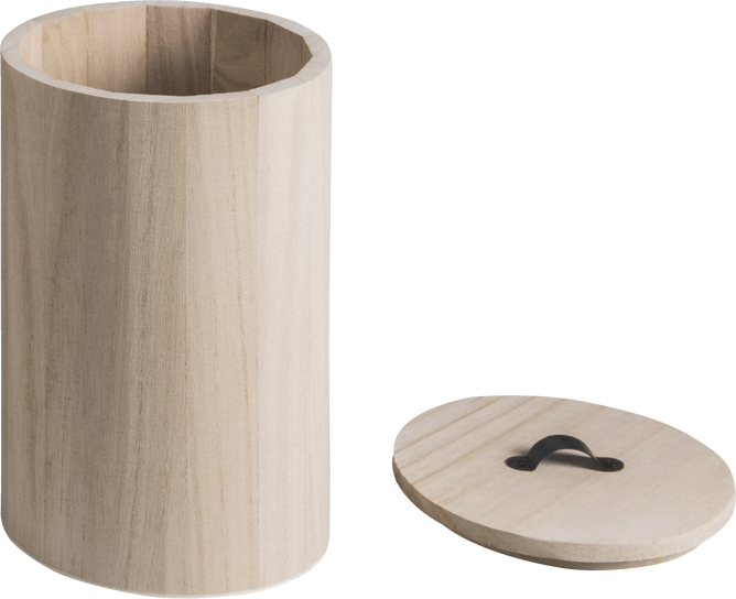Natural Wooden Cylindrical Box 20cmx12cm Metal Handle Box Craft
